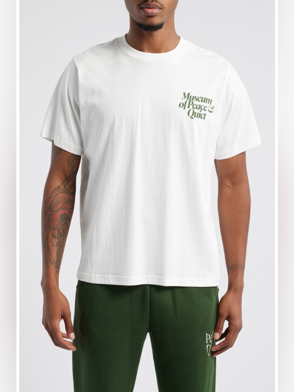Museum of peace and Quiet Men's White Logo T‑Shirt